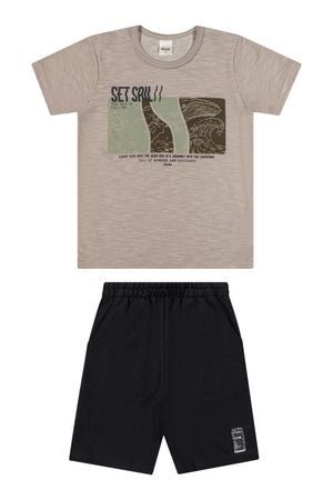 Conjunto Infantil Menino Baleia Puff Elian Cinza