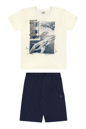 Conjunto Curto Infantil Menino Marítimo Elian Bege