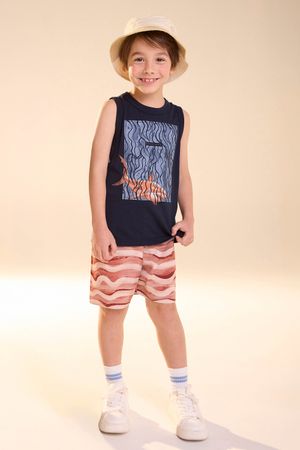 Conjunto Curto Infantil Menino Tubarão Elian Azul