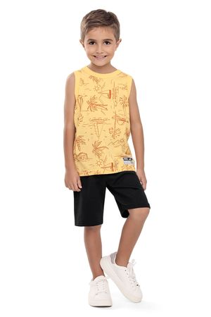 Conjunto Curto Infantil Menino Praiano Elian Amarelo