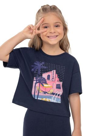 Blusa Infantil Menina Dreams Com Strass Elian Azul