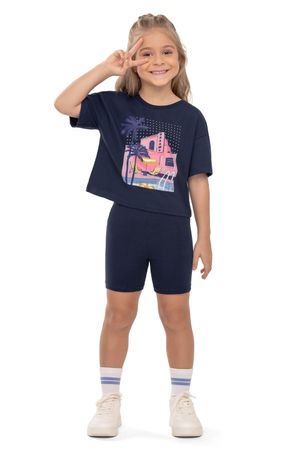 Blusa Infantil Menina Dreams Com Strass Elian Azul