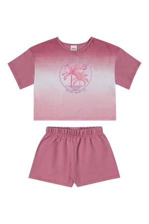 Conjunto Infantil Menina Degradê Tropical Elian Rosa