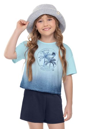 Conjunto Infantil Menina Degradê Tropical Elian Azul