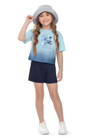 Conjunto Infantil Menina Degradê Tropical Elian Azul