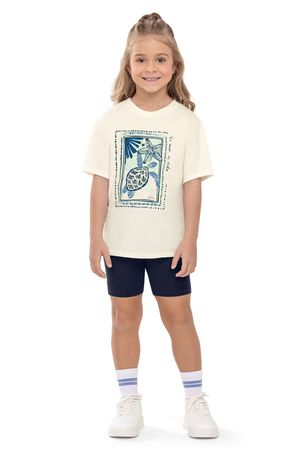 Conjunto Infantil Menina Glitter Tartaruga Elian Bege