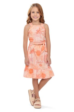 Conjunto Infantil Menina Tropical Amarração Elian Laranja