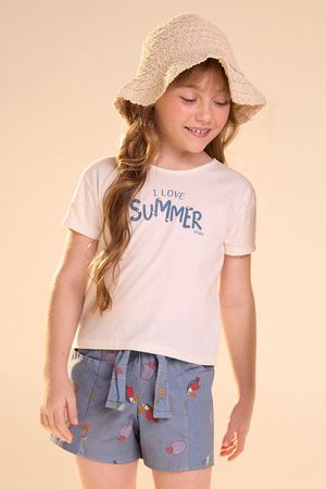 Conjunto Infantil Menina Tricoline Tropical Elian Bege