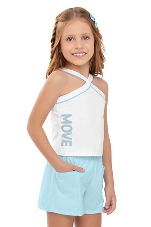 Conjunto Infantil Menina Decote Halter Em X Elian Branco