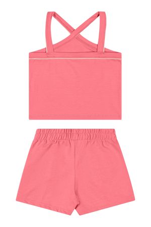 Conjunto Infantil Menina Decote Halter Em X Elian Rosa