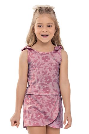 Conjunto Infantil Menina Pontilhismo Floral Elian Rosa