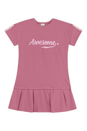 Vestido Infantil Menina Estampa Relevo Elian Rosa