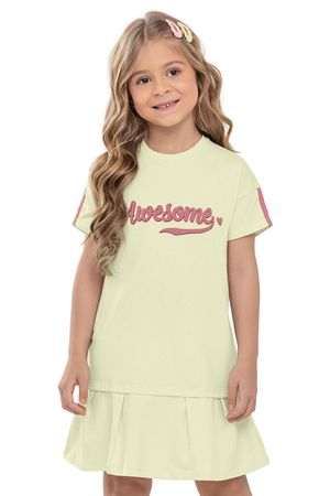 Vestido Infantil Menina Estampa Relevo Elian Verde