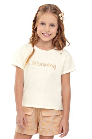 Conjunto Curto Infantil Menina Blooming Elian Bege