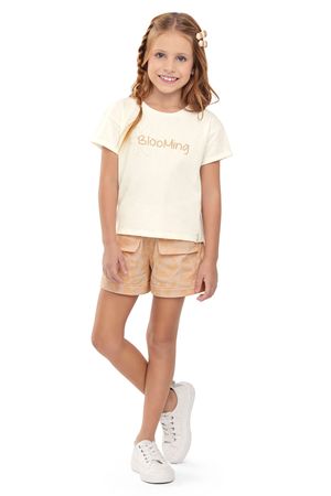 Conjunto Curto Infantil Menina Blooming Elian Bege