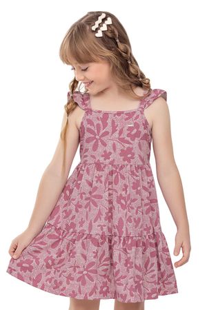 Vestido Infantil Menina Pontilhismo Floral Elian Rosa