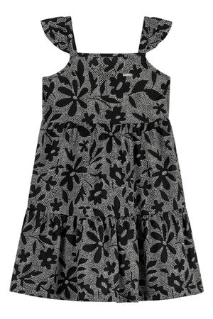 Vestido Infantil Menina Pontilhismo Floral Elian Preto