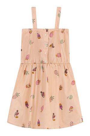 Vestido Infantil Menina Tropical Tricoline Elian Bege