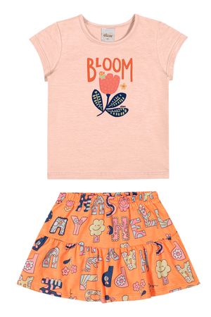 Conjunto Curto Infantil Menina Bloom Elian Laranja