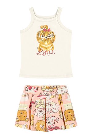 Conjunto Infantil Menina Dogs Glitter Elian Bege