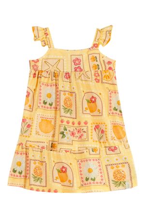 Vestido Infantil Menina Estampa Verão Elian Amarelo