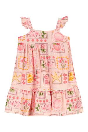 Vestido Infantil Menina Estampa Verão Elian Rosa