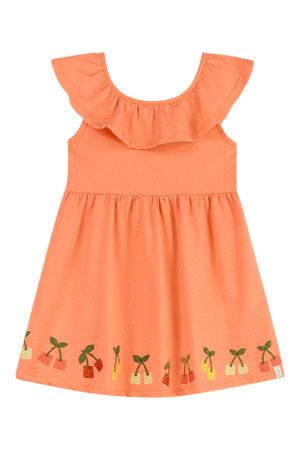 Vestido Infantil Menina Babado Cereja Elian Laranja
