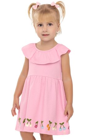 Vestido Infantil Menina Babado Cereja Elian Rosa