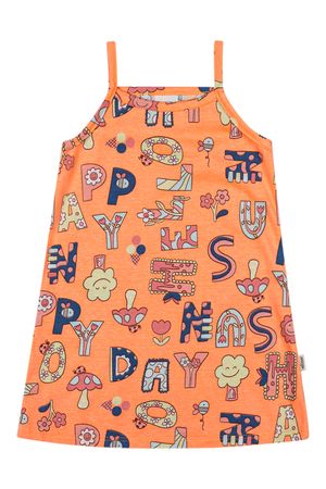 Vestido Alças Infantil Menina Lúdico Elian Laranja