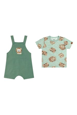 Conjunto Bebê Menino Leão Com Bordado Elian Verde