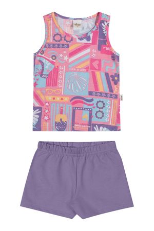 Conjunto Infantil Menina Estampa Verão Elian Rosa