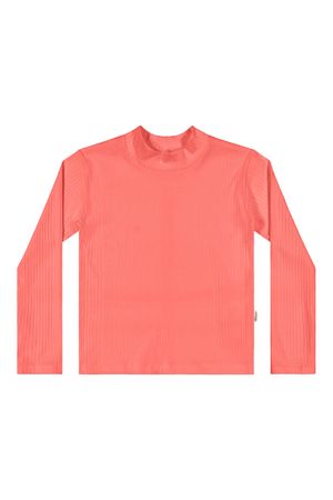 Blusa Infantil Menina Gola Alta Básica Elian Laranja