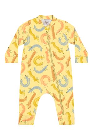 Macacão Bebê Unissex Cotton Estampado Elian Amarelo