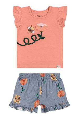 Conjunto Bebê Menina Abelhinha Bordado Elian Laranja