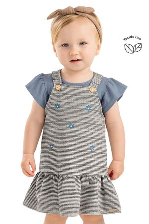 Conjunto Bebê Menina Listrado Eco Floral Colorittá Azul