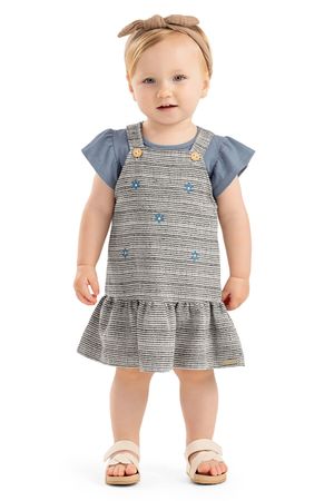 Conjunto Bebê Menina Listrado Eco Floral Colorittá Azul