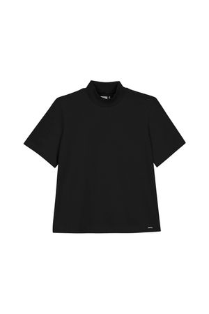 Blusa Feminina Gola Alta Peletizada Marialícia Preto