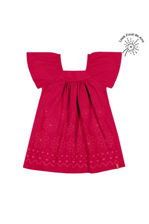 Vestido Amplo Bebê Menina Floral Elian Vermelho