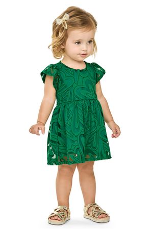 Vestido Bebê Menina Tule Corações Elian Verde