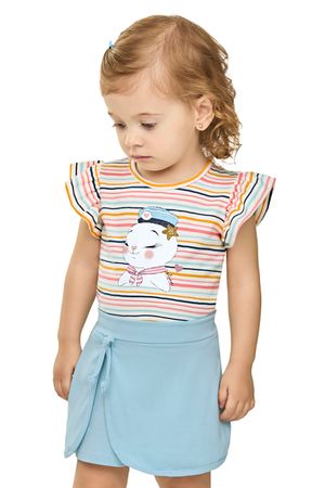 Conjunto Bebê Menina Cotton Listrado Elian Bege