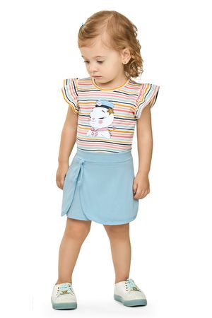 Conjunto Bebê Menina Cotton Listrado Elian Bege
