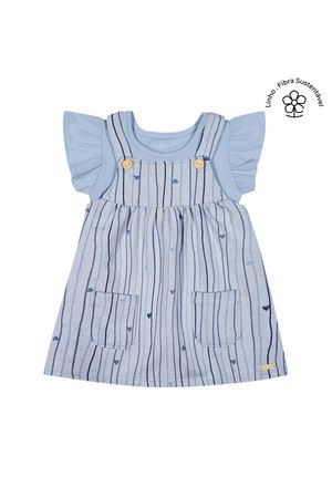 Conjunto Bebê Menina Vestido Listrado Colorittá Azul