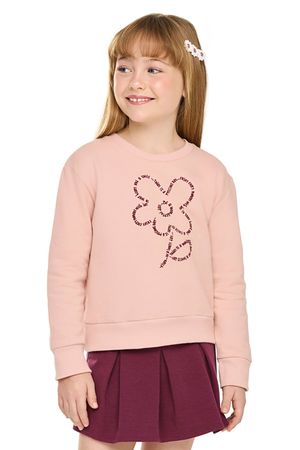 Conjunto Infantil Menina Moletom Flor Elian Rosa Claro