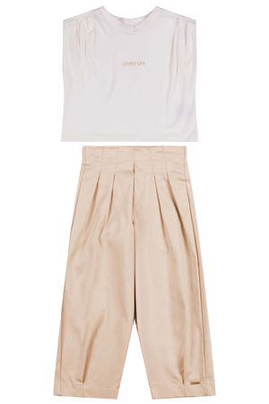 Conjunto Infantil Menina Com Pregas Colorittá Bege